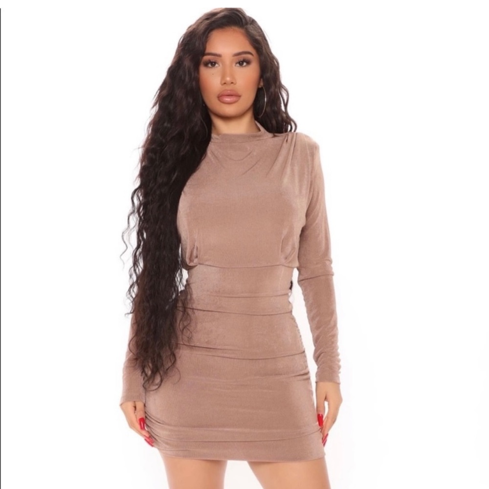 NWT Fashion Nova Mini Dress Sz S- Taupe/Nude